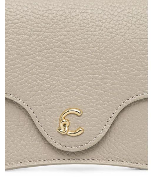 Coccinelle Natural Mini C-Me Logo-Plaque Pebbled-Leather Shoulder Bag