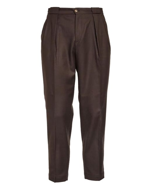 Briglia 1949 Brown Portobello Pleated-Front Tailored Trousers for men