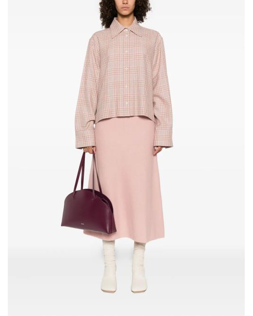 Jil Sander Pink Wool A-Line Skirt