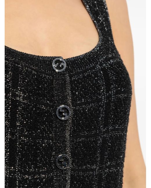 Gucci Black Kariertes Minikleid in Lamé-Optik
