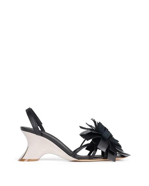 A.W.A.K.E. MODE Black Linda Pom-Pom Leather Sandals