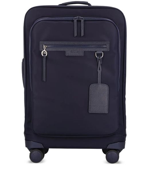 Longchamp Blue Wheeled Leather-Trimmed Trolley for men