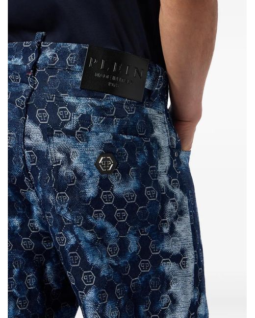Philipp Plein Blue Jean À Motif Monogrammé for men