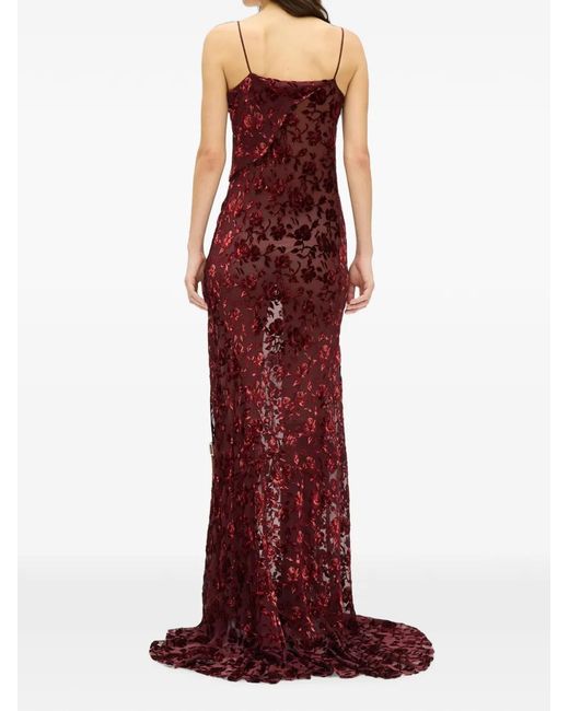 Ann Demeulemeester Red Devoré-Effect Maxi Dress