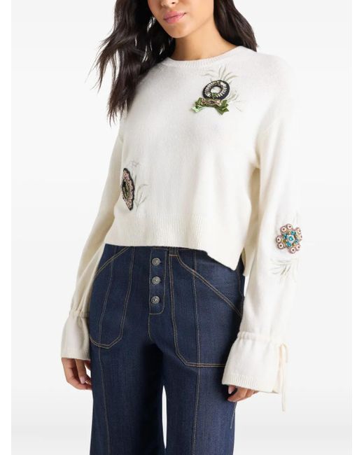 Cinq À Sept White Tasha Rose Patch Top