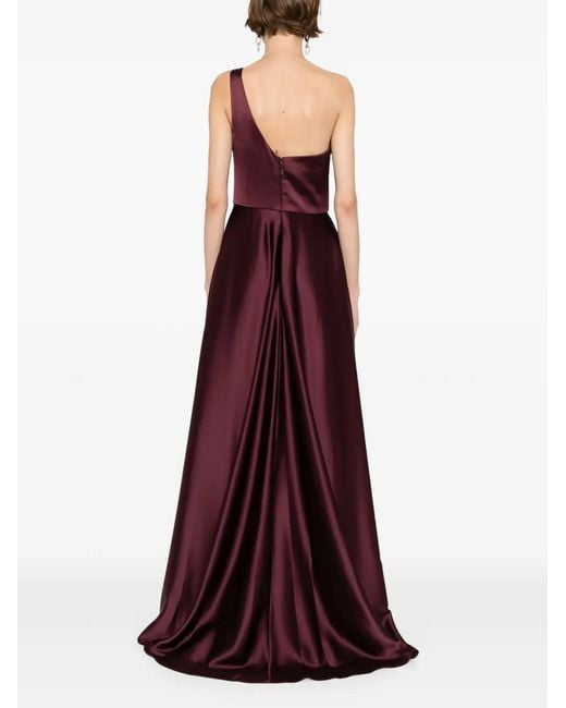 Amsale Purple One-Shoulder Draped Gown