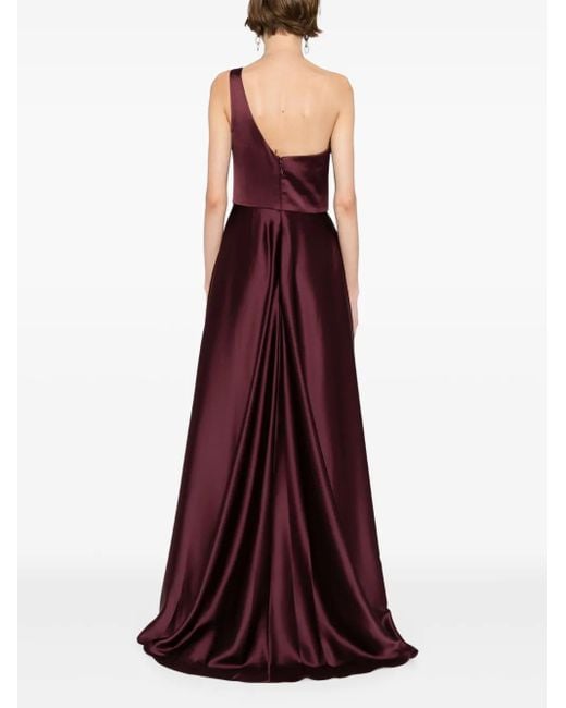 Amsale Purple One-Shoulder Draped Gown