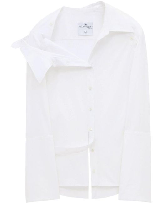 Courreges White Asymmetrisches Modular Popeline-Hemd
