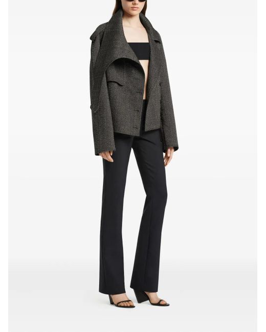 Courreges Black Oversized-Collar Cropped Jacket