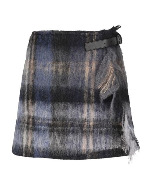 Loewe Gray Wool Blend Mini Skirt