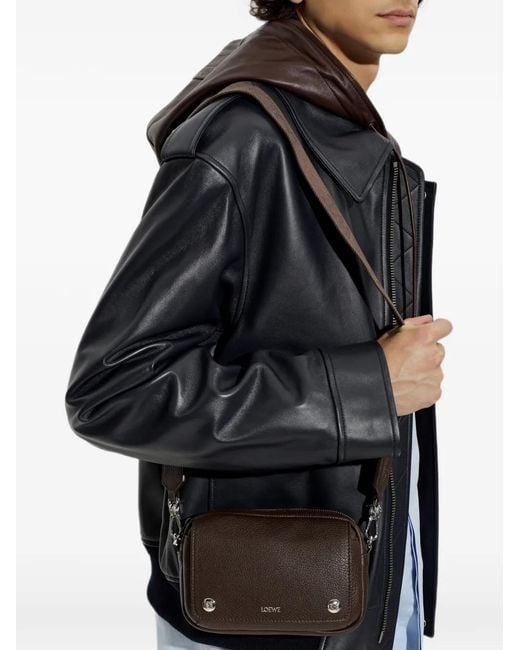 Loewe Black Small Pebble Messenger Bag for men