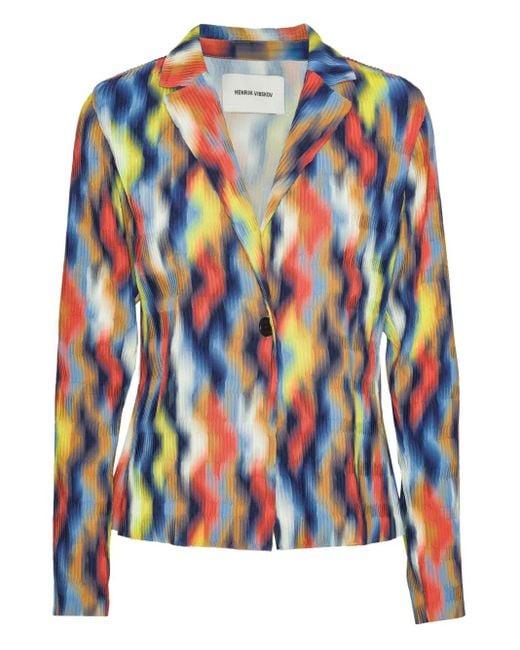 Henrik Vibskov Blue Graphic-Print Single-Breasted Jacket