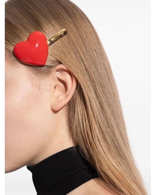 Moschino Red Heart-Motif Hair Clip