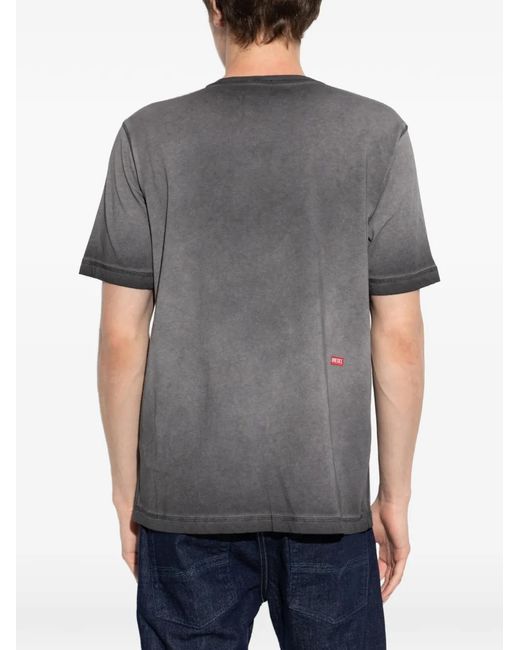 DIESEL Gray Graphic-Print T-Shirt for men