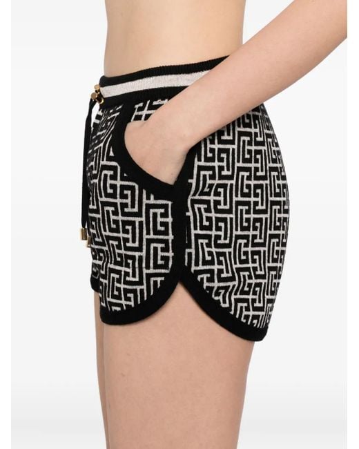 Balmain Black Shorts mit Logo-Stickerei