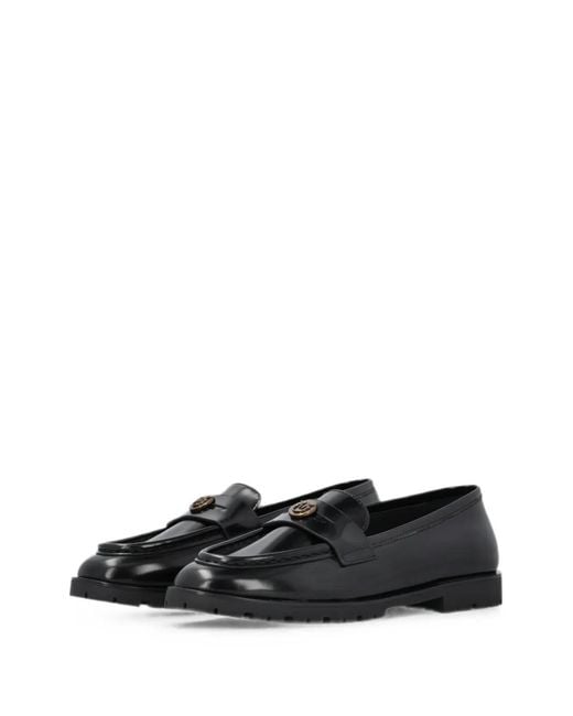 Pinko Black Love Birds-Plaque Loafers