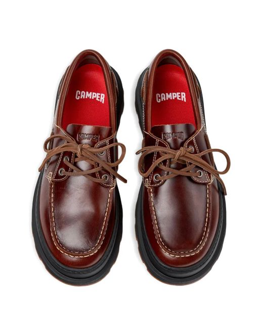 Camper Brown Brutus Leather Lace-Up Loafers for men