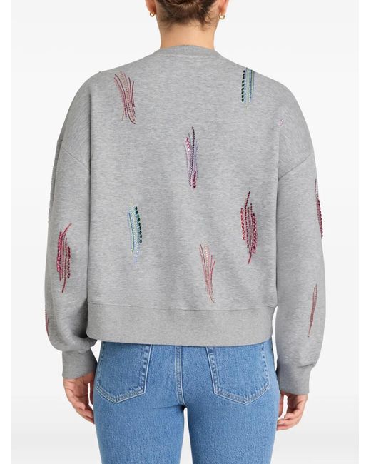 Cinq À Sept Gray Paillette Whirl Brandy Long-Sleeve Sweatshirt