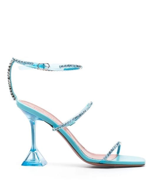 AMINA MUADDI Blue Gilda 95Mm Crystal-Embellished Sandals