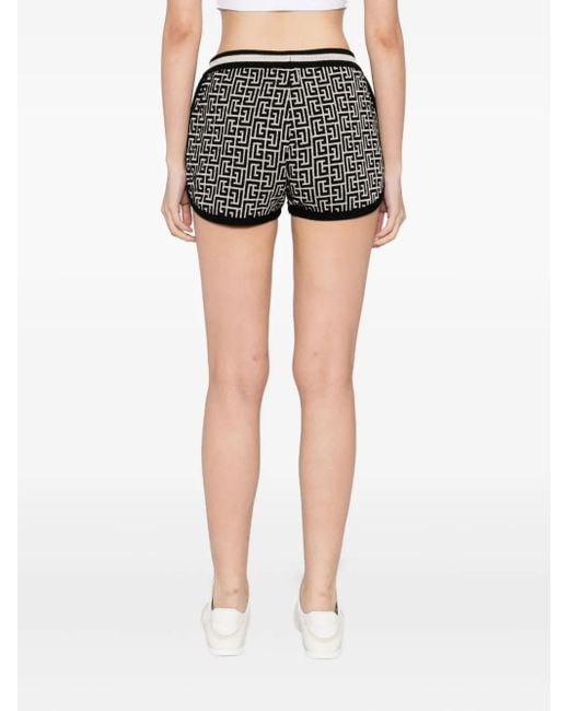 Balmain Black Shorts mit Logo-Stickerei
