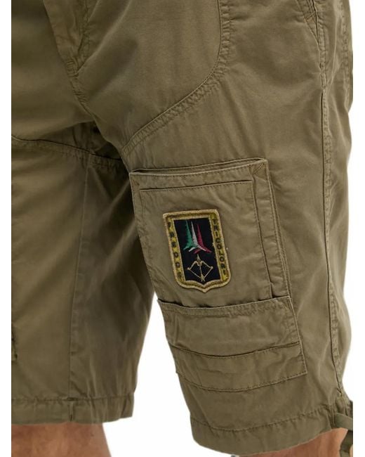 Aeronautica Militare Green Patch-Detail Cargo Shorts for men