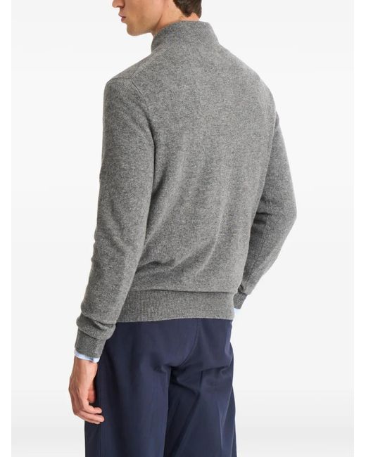 Pringle of Scotland Gray Quarter-Zip Cashmere Sweater for men