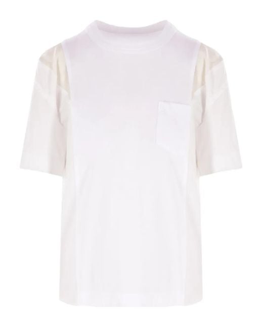 T-Shirt À Empiècements Sacai en coloris White