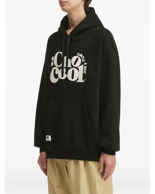 Chocoolate Black Logo-Print Hooded Sweatshirt for men