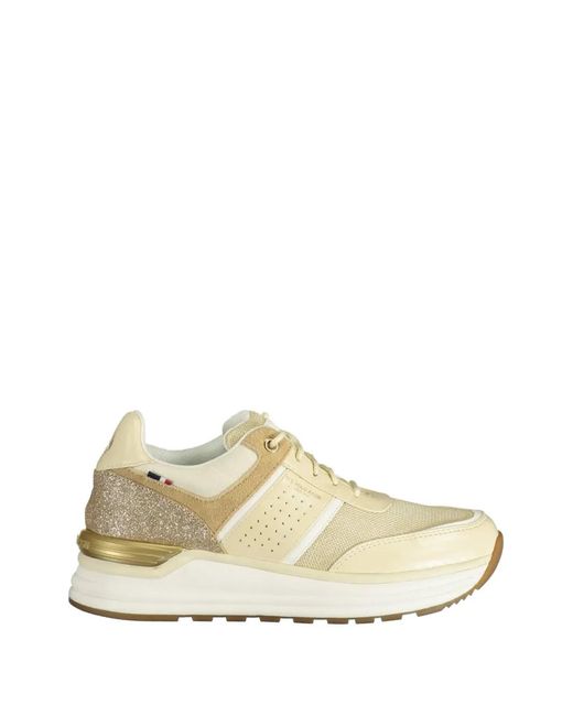 U.S. POLO ASSN. White Glitter-Panel Mesh Sneakers