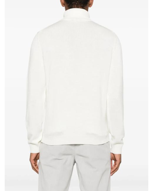 Roberto Collina White Turtleneck Merino Wool Sweater for men