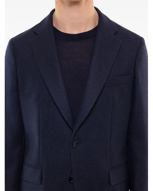 Fursac Blue Herringbone-Pattern Wool Blazer for men