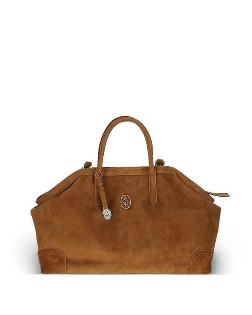 Ash Brown Jaqueline Texas Logo-Plaque Suede Shoulder Bag