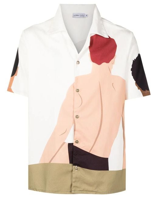 Amir Slama Pink Graphic-Print Cotton Shirt for men