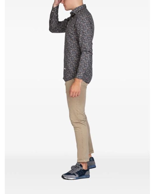 Tintoria Mattei 954 Gray Pattern Shirt for men