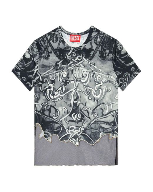 DIESEL Gray T-Inlay T-Shirt