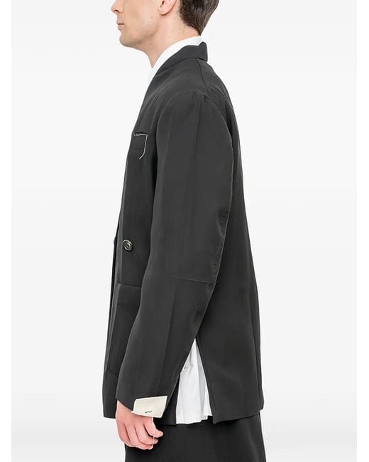 Setchu Black Origami Double-Breasted Jacket for men