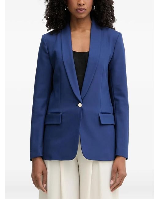 Morgan Blue Shawl-Lapel Single-Breasted Blazer