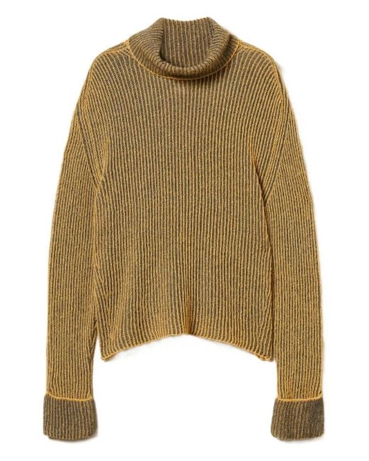 Twinset Natural Gerippter Rollkragenpullover