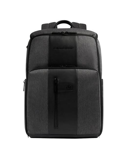 Piquadro Black Zipped Panelled Backpack