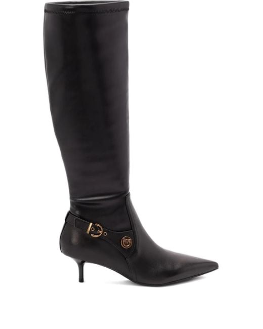 Pinko Black Knee-High Boots With Pointed Toe
