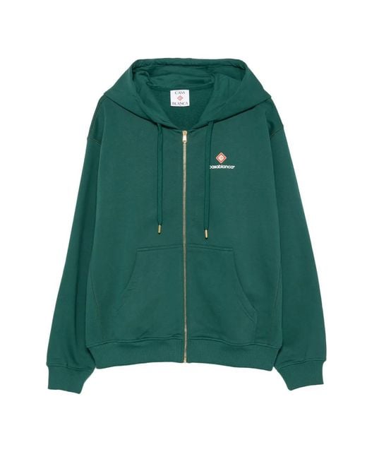 Casablanca Green Logo-Print Zip-Up Hoodie for men