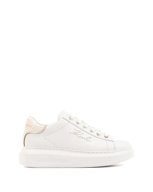 Karl Lagerfeld White Embellished Logo Sneakers
