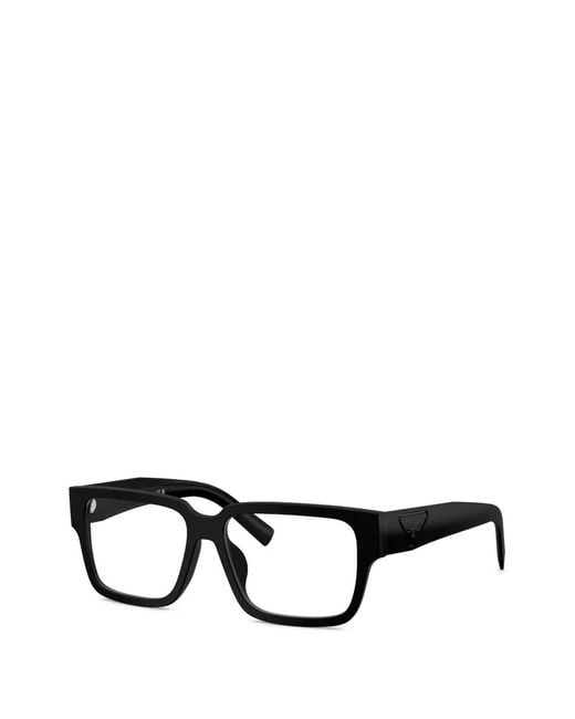 Prada Black Rectangle-Frame Glasses for men