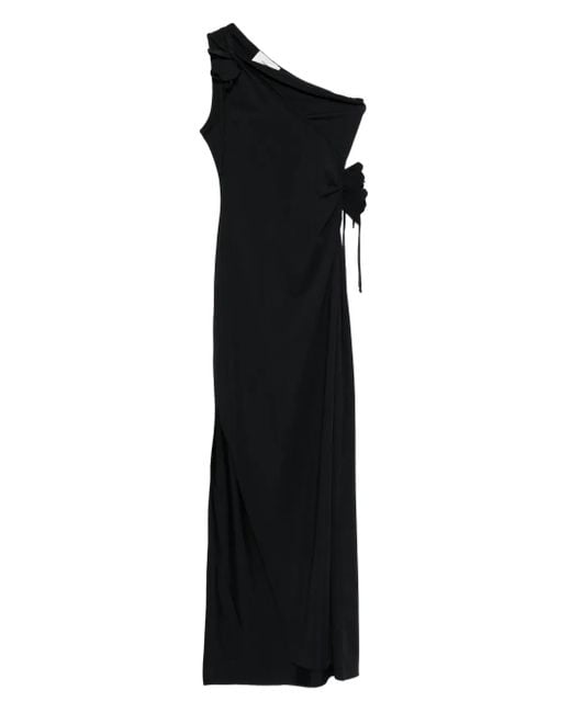 Coperni Black Asymmetric Flower Gown