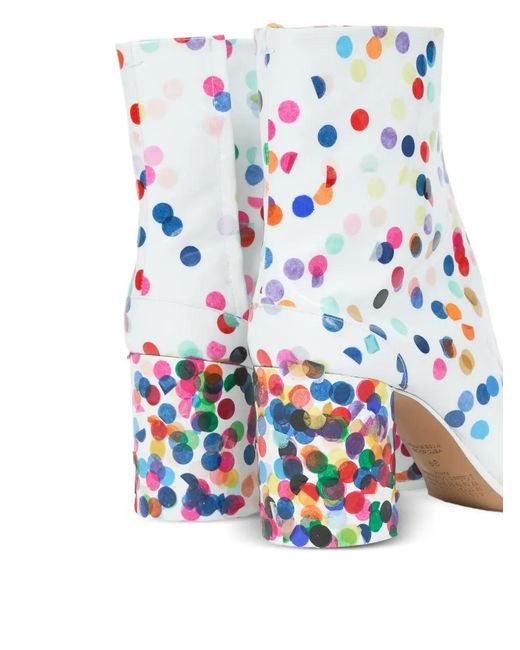 Maison Margiela White 80Mm Polka-Dot Ankle Boots