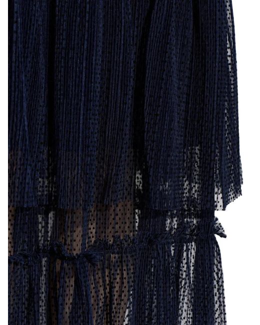 Munthe Blue Nessarose Tiered Ruffled Maxi Skirt