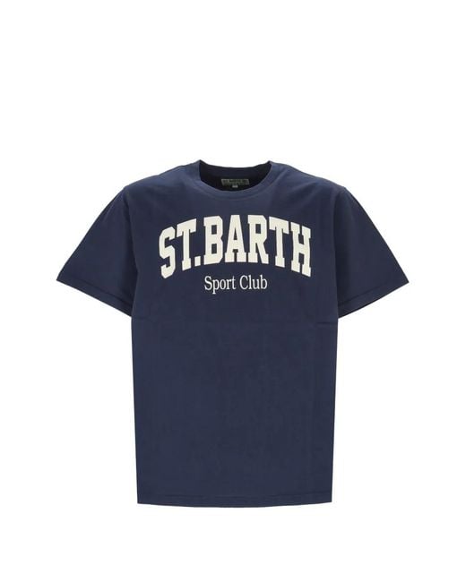 Mc2 Saint Barth Blue Denver Logo-Print T-Shirt for men