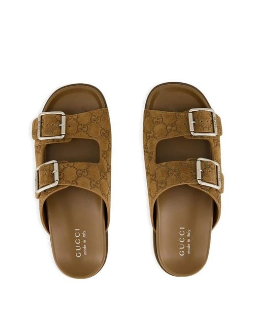 Gucci Beige Monogram Double-Buckle Mens Sandals Gucci Gg Sandals In Men main image 3