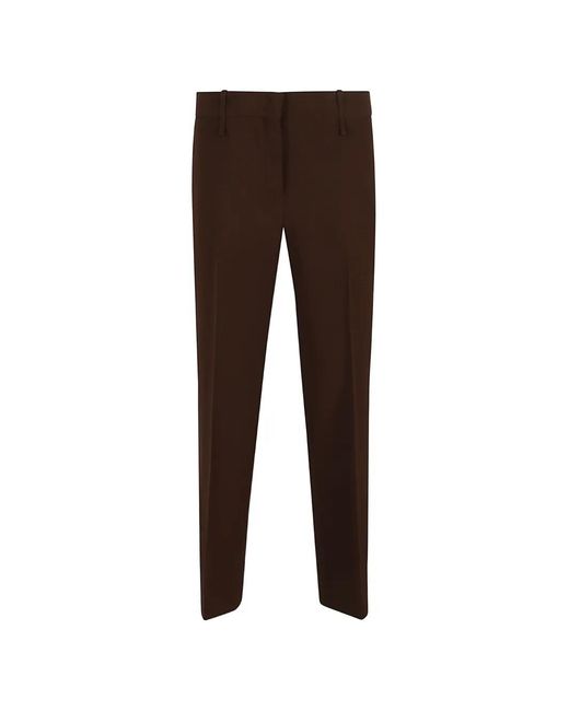 Ermanno Scervino Brown Belt-Loop Pressed-Crease Trousers