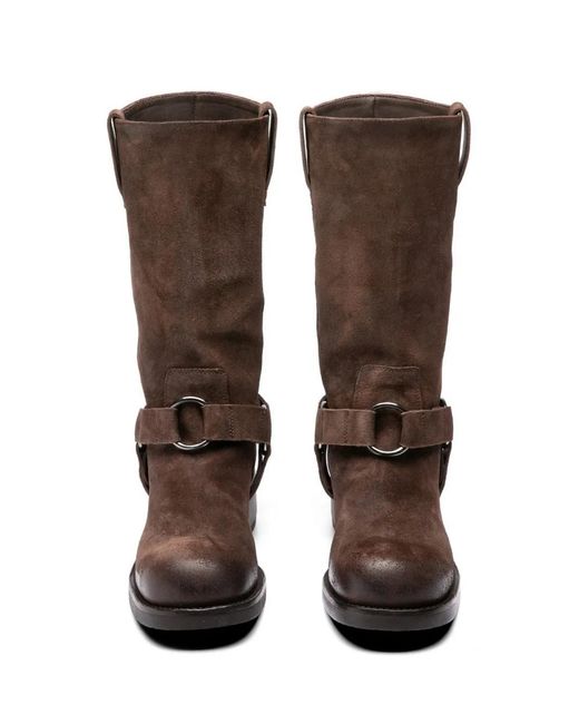 Officine Creative Brown Dana 004 Suede Harness Boots